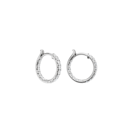 Revelation 14K White Gold 0.75 CTW Lab Grown Diamond Inside-Out Pave' Huggies Hoop Earrings