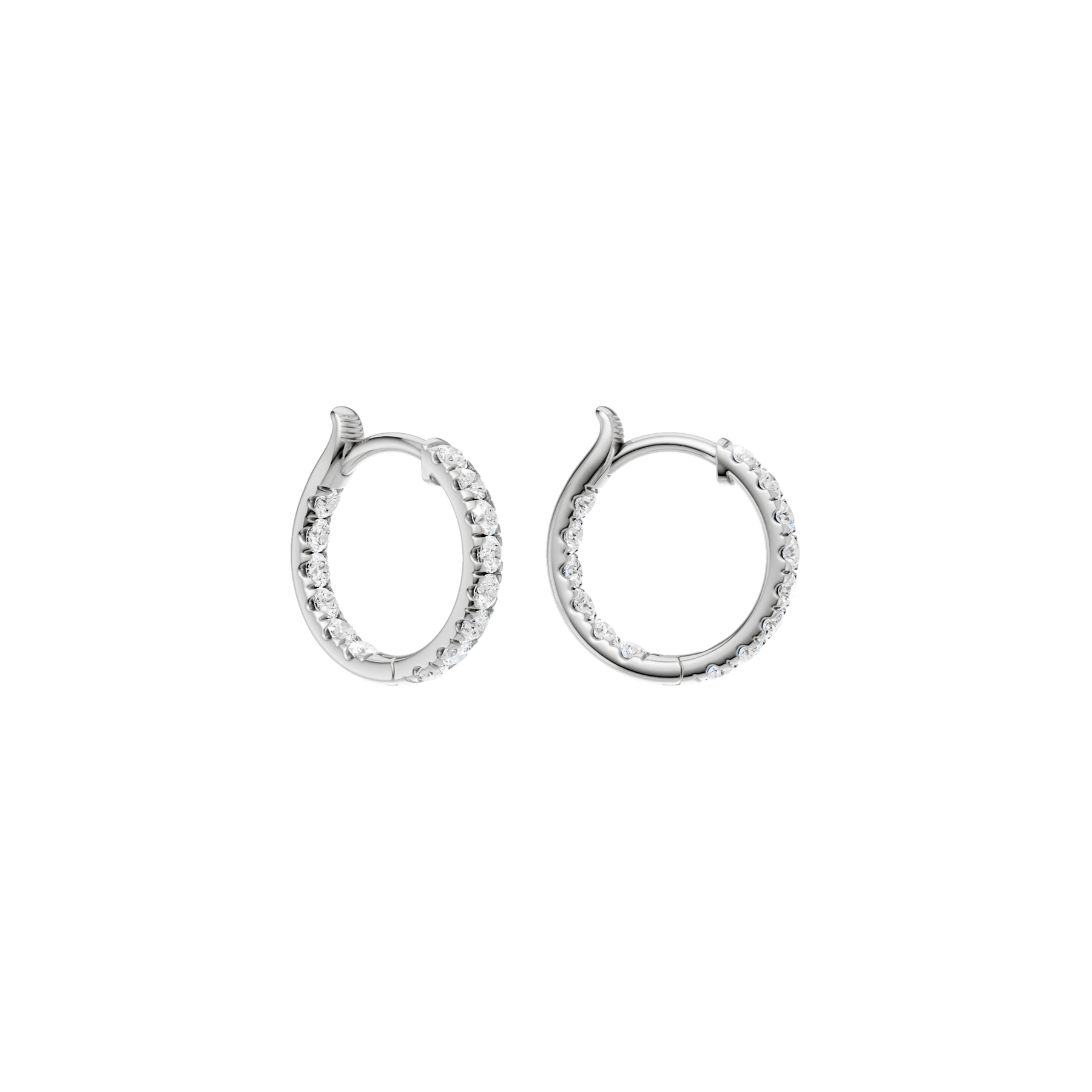 Revelation 14K White Gold 0.75 CTW Lab Grown Diamond Inside-Out Pave' Huggies Hoop Earrings