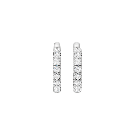 Revelation 14K White Gold 0.75 CTW Lab Grown Diamond Inside-Out Pave' Huggies Hoop Earrings