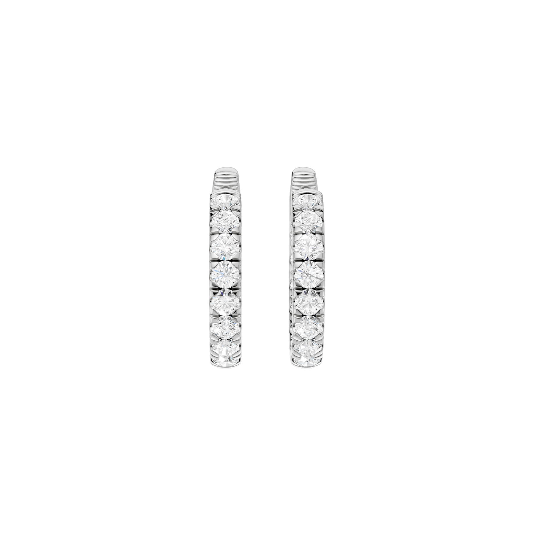 Revelation 14K White Gold 0.75 CTW Lab Grown Diamond Inside-Out Pave' Huggies Hoop Earrings