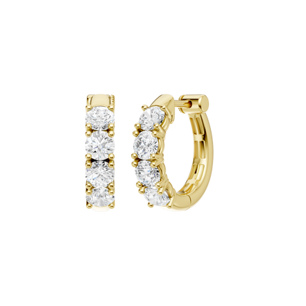 Revelation 14K Yellow Gold 2 CTW Lab Grown Diamond Semi-Eternity Huggie Hoop Earrings