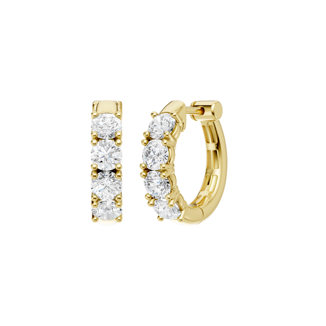 Revelation 14K Yellow Gold 2 CTW Lab Grown Diamond Semi-Eternity Huggie Hoop Earrings