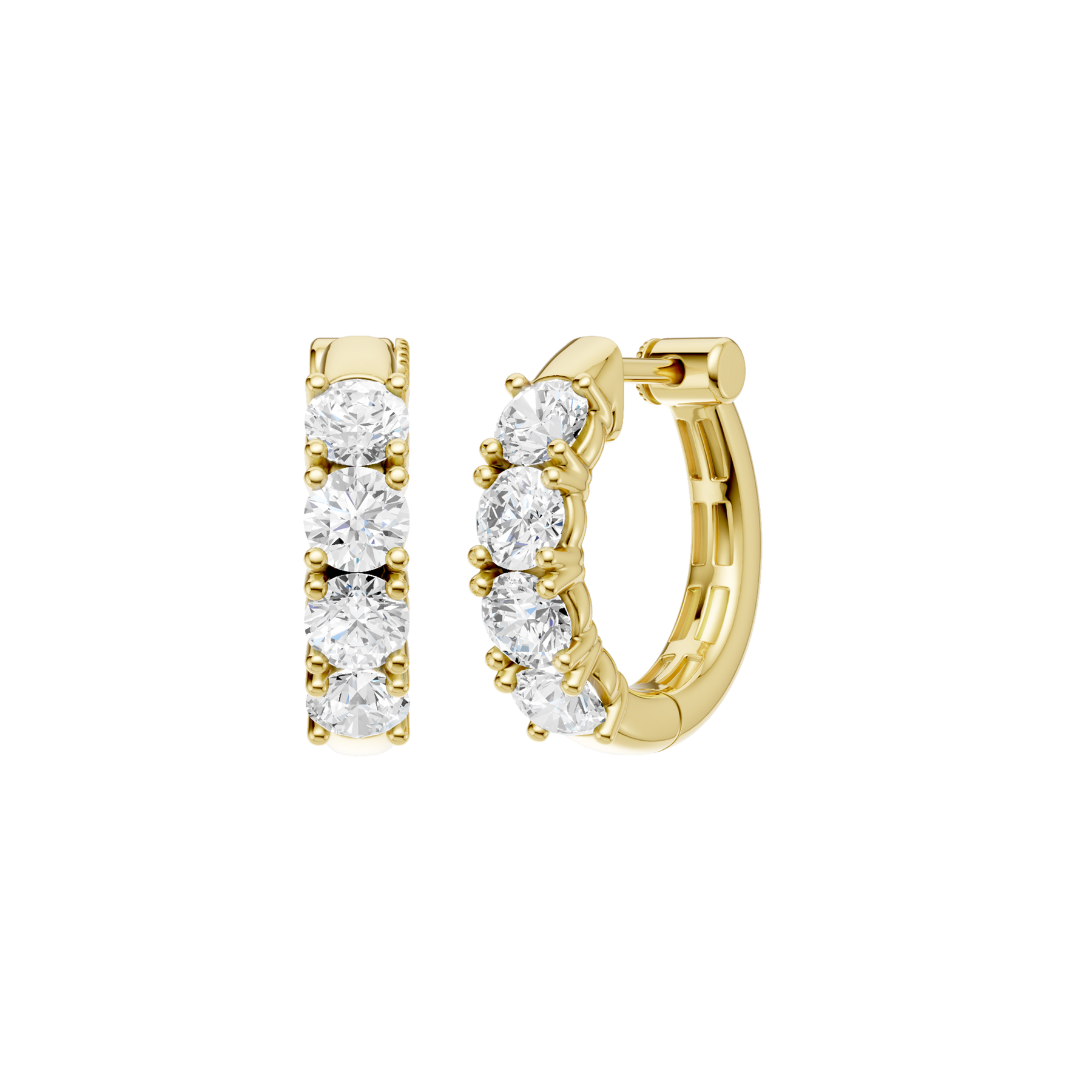 Revelation 14K Yellow Gold 2 CTW Lab Grown Diamond Semi-Eternity Huggie Hoop Earrings