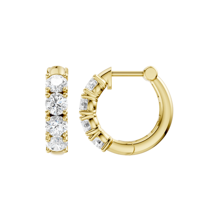 Revelation 14K Yellow Gold 2 CTW Lab Grown Diamond Semi-Eternity Huggie Hoop Earrings