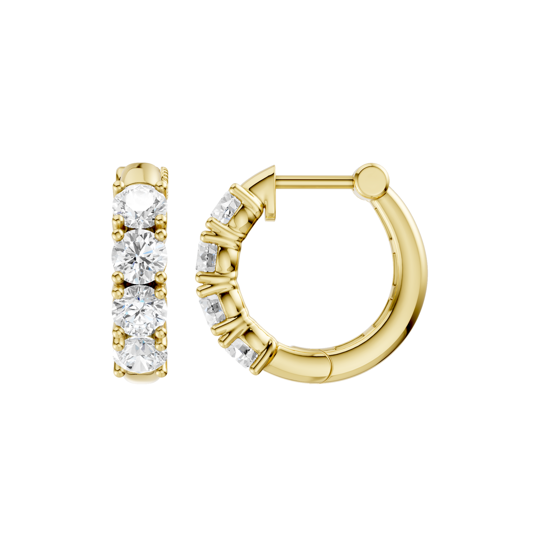 Revelation 14K Yellow Gold 2 CTW Lab Grown Diamond Semi-Eternity Huggie Hoop Earrings