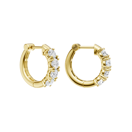 Revelation 14K Yellow Gold 2 CTW Lab Grown Diamond Semi-Eternity Huggie Hoop Earrings
