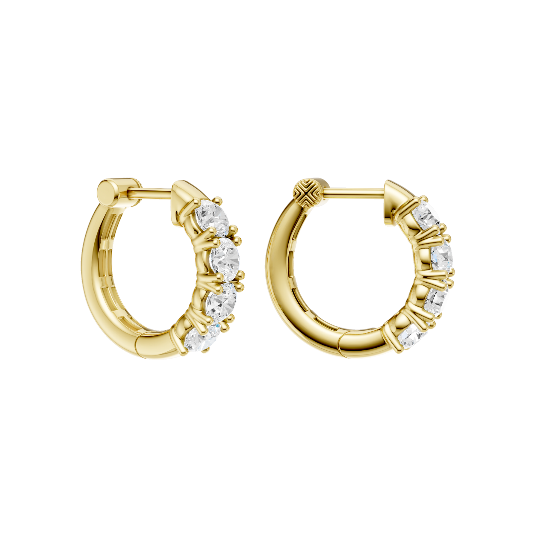 Revelation 14K Yellow Gold 2 CTW Lab Grown Diamond Semi-Eternity Huggie Hoop Earrings