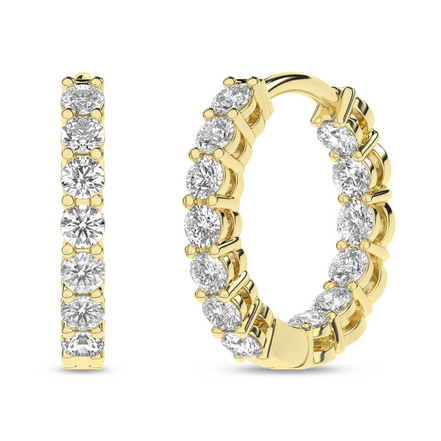 Revelation 14K Yellow Gold 1 CTW Lab Grown Diamond Inside-Out Huggie Hopp Earrings