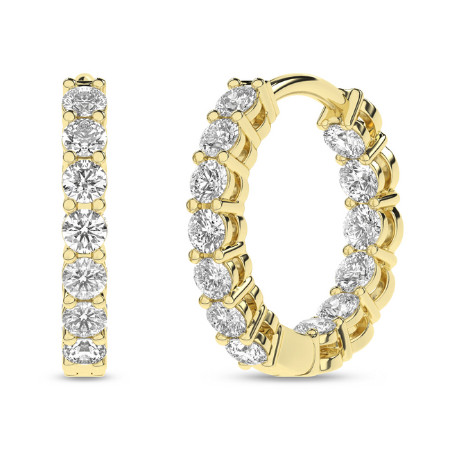 Revelation 14K Yellow Gold 1 CTW Lab Grown Diamond Inside-Out Huggie Hopp Earrings