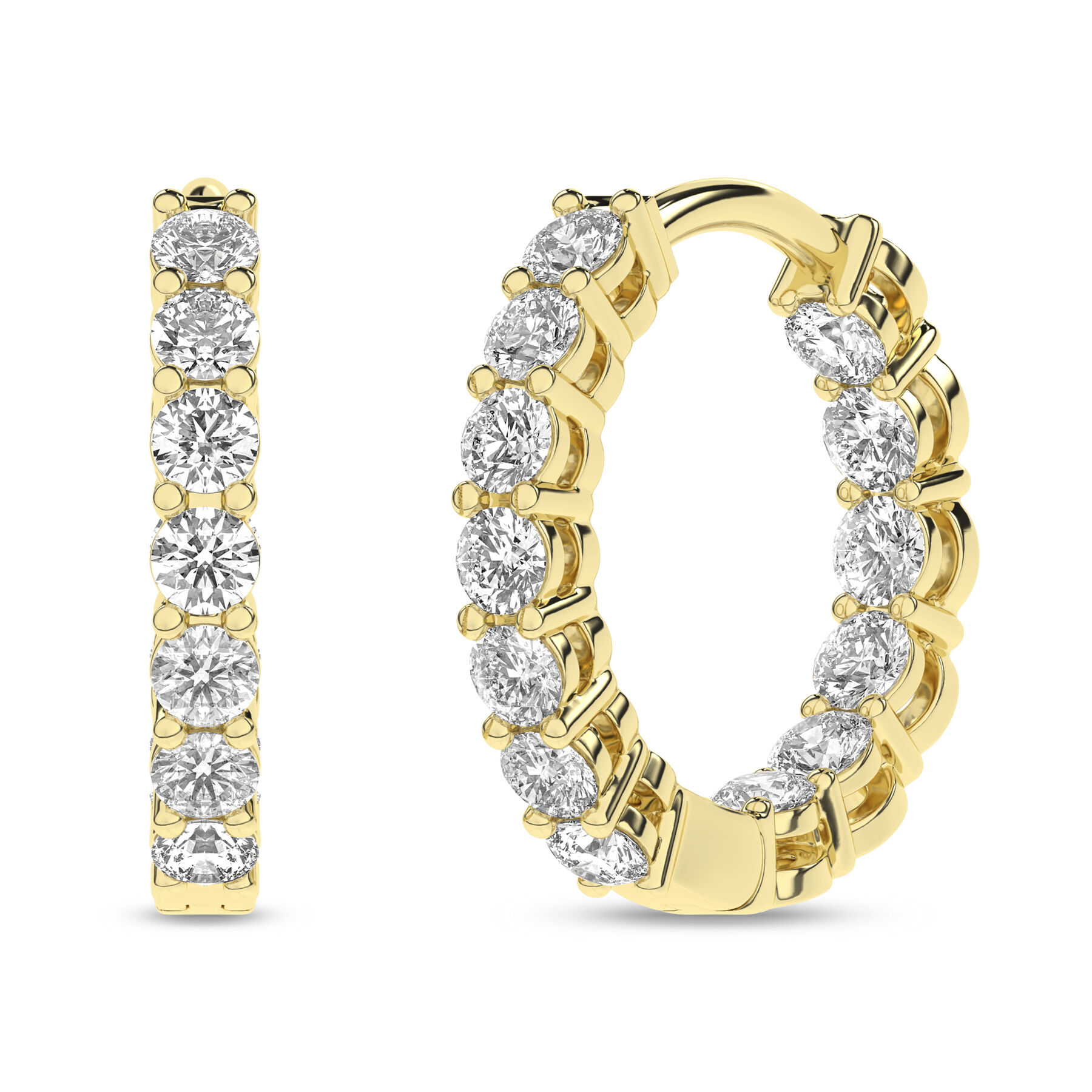 Revelation 14K Yellow Gold 1 CTW Lab Grown Diamond Inside-Out Huggie Hopp Earrings