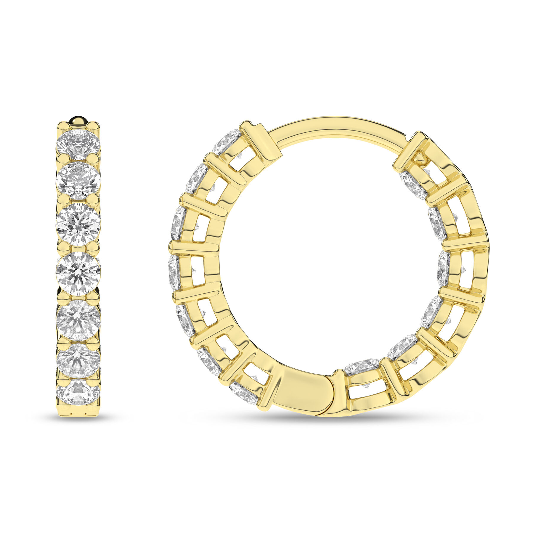 Revelation 14K Yellow Gold 1 CTW Lab Grown Diamond Inside-Out Huggie Hopp Earrings