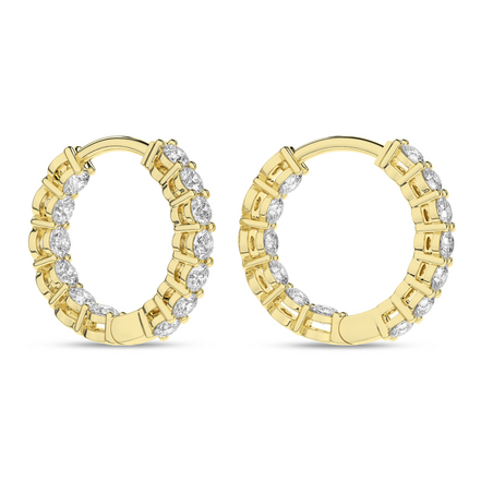 Revelation 14K Yellow Gold 1 CTW Lab Grown Diamond Inside-Out Huggie Hopp Earrings