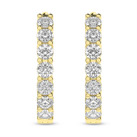 Revelation 14K Yellow Gold 1 CTW Lab Grown Diamond Inside-Out Huggie Hopp Earrings