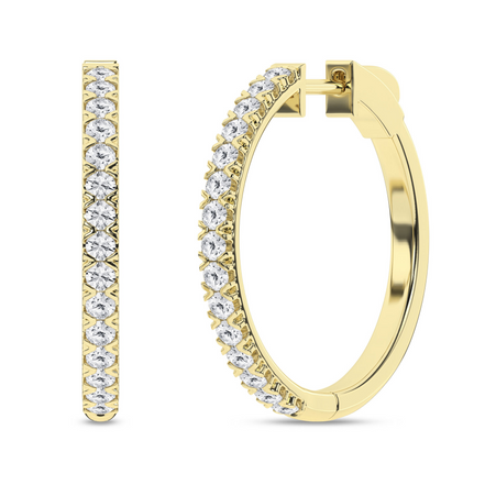 Revelation 14K Yellow Gold 1 CTW Lab Grown Diamond Round Hoop Earrings