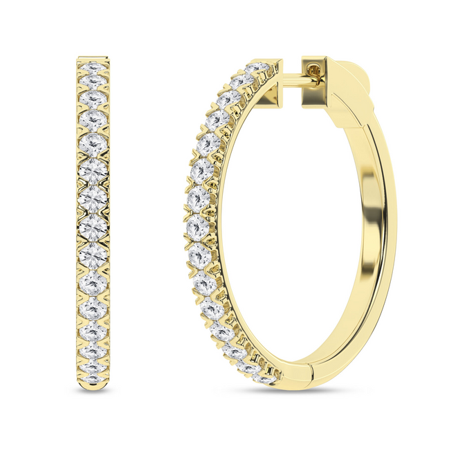 Revelation 14K Yellow Gold 1 CTW Lab Grown Diamond Round Hoop Earrings