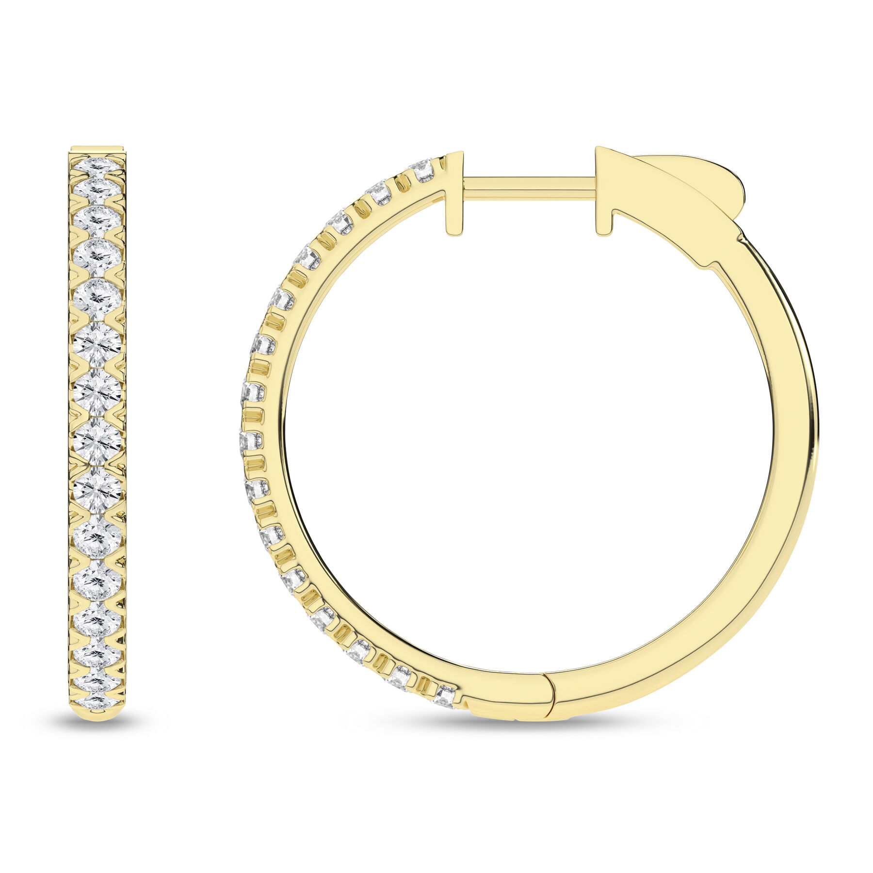 Revelation 14K Yellow Gold 1 CTW Lab Grown Diamond Round Hoop Earrings