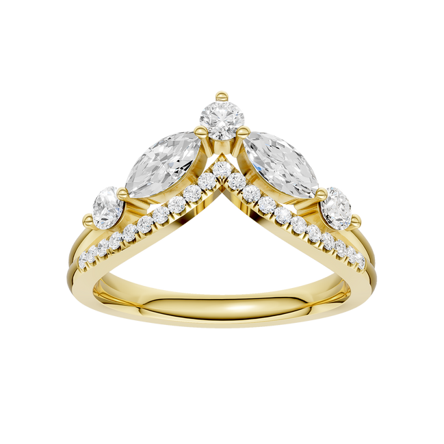 Revelation 14K Yellow Gold 0.75 CTW Lab Grown Diamond Split Shank Chevron Band