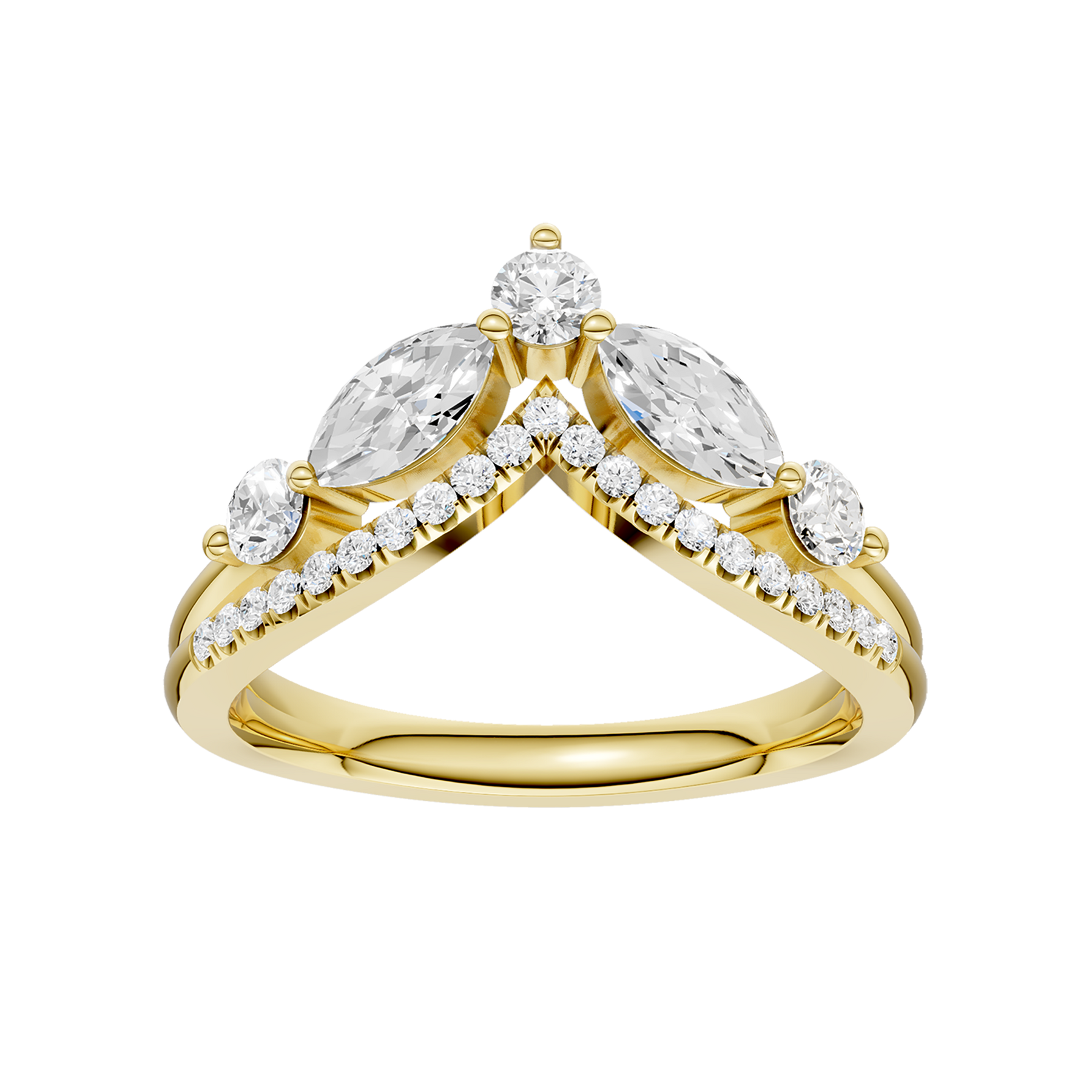 Revelation 14K Yellow Gold 0.75 CTW Lab Grown Diamond Split Shank Chevron Band