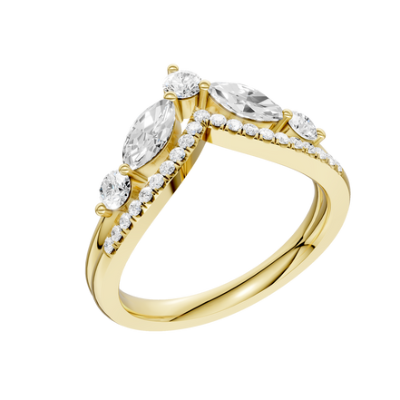 Revelation 14K Yellow Gold 0.75 CTW Lab Grown Diamond Split Shank Chevron Band