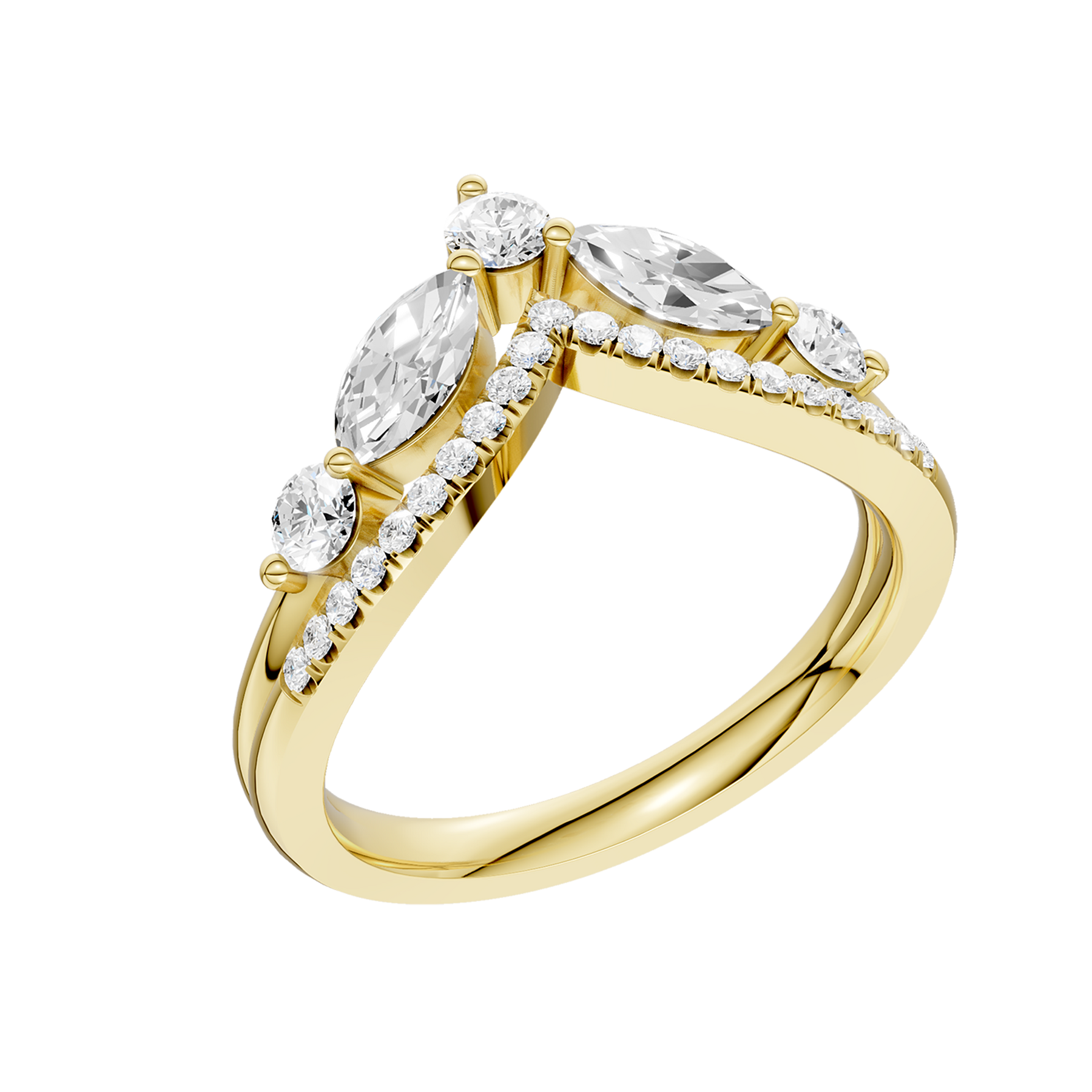 Revelation 14K Yellow Gold 0.75 CTW Lab Grown Diamond Split Shank Chevron Band