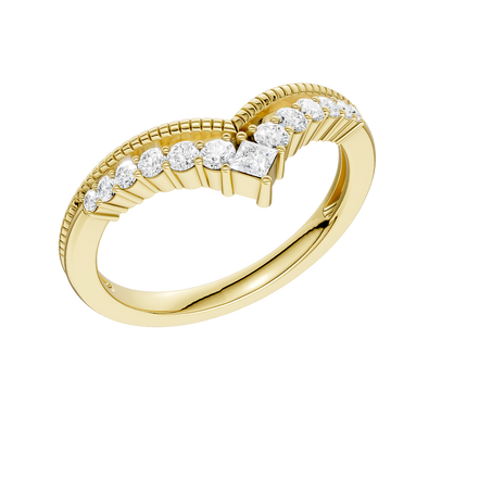 Revelation 14K Yellow Gold 0.25 CTW Lab Grown Diamond Miligrain Chevron Band