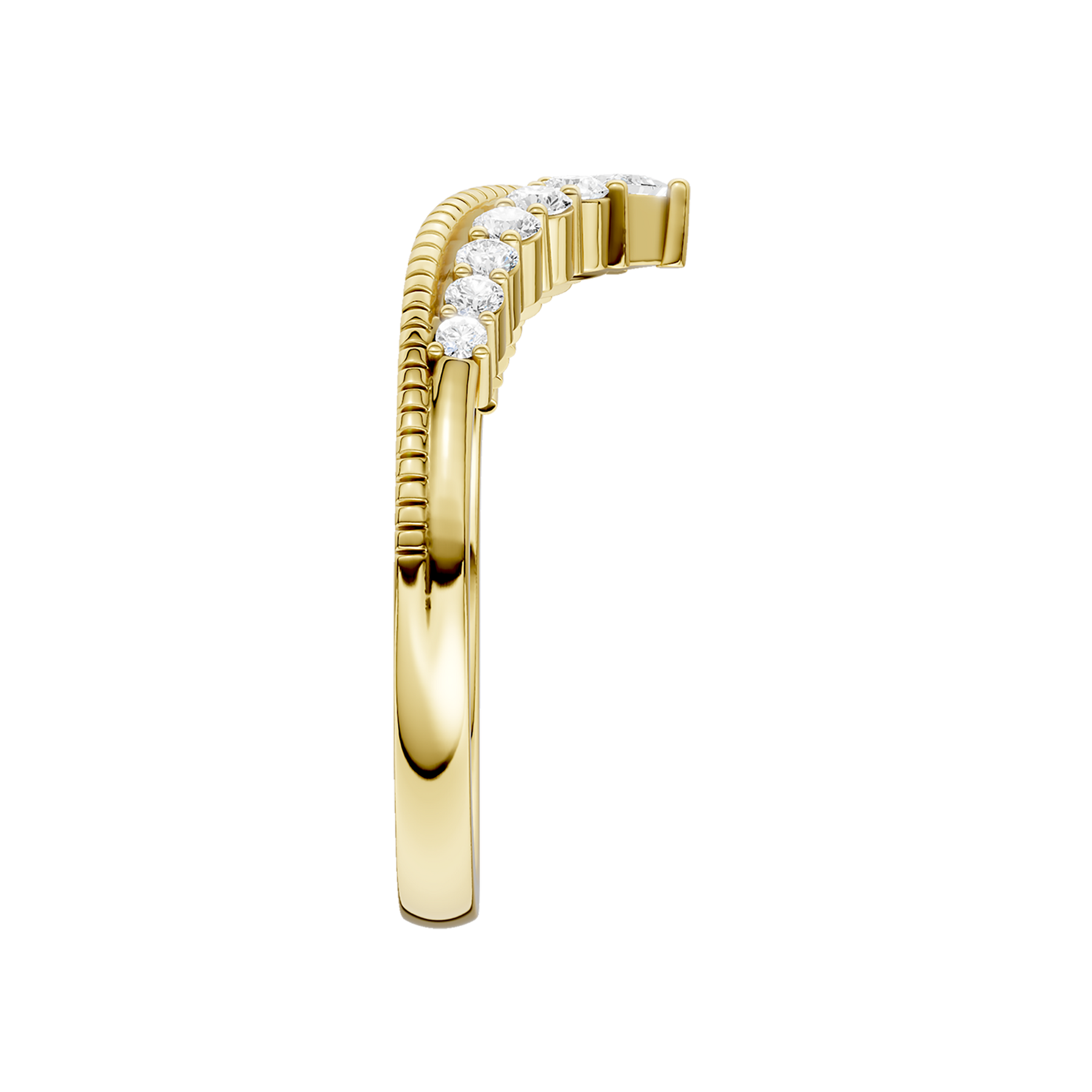 Revelation 14K Yellow Gold 0.25 CTW Lab Grown Diamond Miligrain Chevron Band