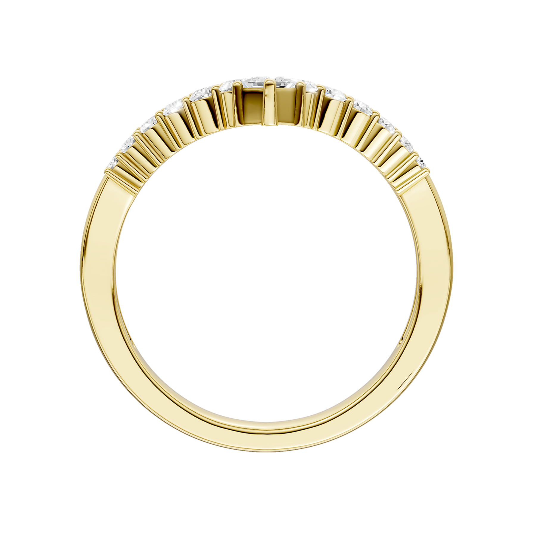 Revelation 14K Yellow Gold 0.25 CTW Lab Grown Diamond Miligrain Chevron Band