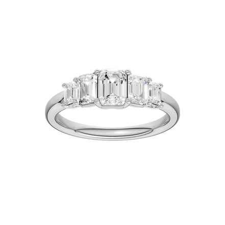 Revelation 14K White Gold 1.50 CTW Lab Grown Diamond Graduated 5 Stone Emerald Cut Band