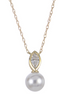 Imperial Pearl 14K Yellow Gold 0.15 CTW Lab Grown Marquise Diamond and Freshwater Pearl Necklace
