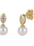 Imperial Pearl 14K Yellow Gold 0.22 CTW Lab Grown Marquise Diamond and Freshwater Pearl Earrings