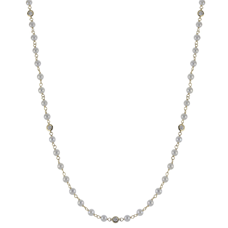 Imperial Pearl 14K Yellow Gold 0.50 CTW Lab Grown Diamond and Freshwater Pearl Necklace