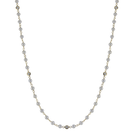 Imperial Pearl 14K Yellow Gold 0.50 CTW Lab Grown Diamond and Freshwater Pearl Necklace