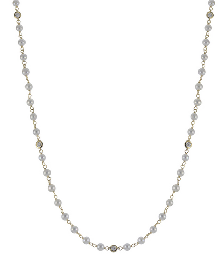Imperial Pearl 14K Yellow Gold 0.50 CTW Lab Grown Diamond and Freshwater Pearl Necklace