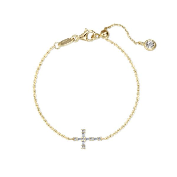 Lafonn Gold-Plated 0.16 Simulated Diamond  Eden Baguette Cross Bracelet