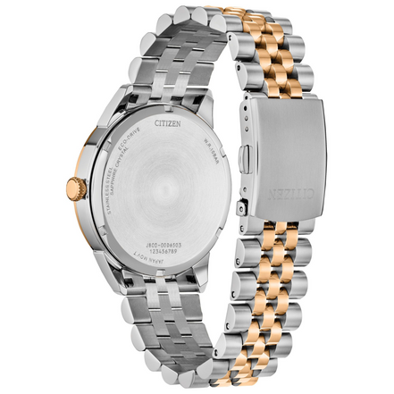 Citizen Eco-Drive Rolan Brown Dial Two-Tone Stainless Steel Bracelet Watch