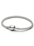 Pandora Moments Platinum-Plated Heart Clasp Sparkling Mesh Bracelet Size 19