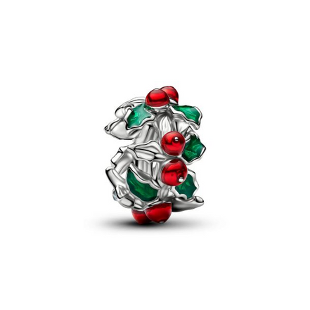 Pandora Moments Platinum-Plated Christmas Holly Charm