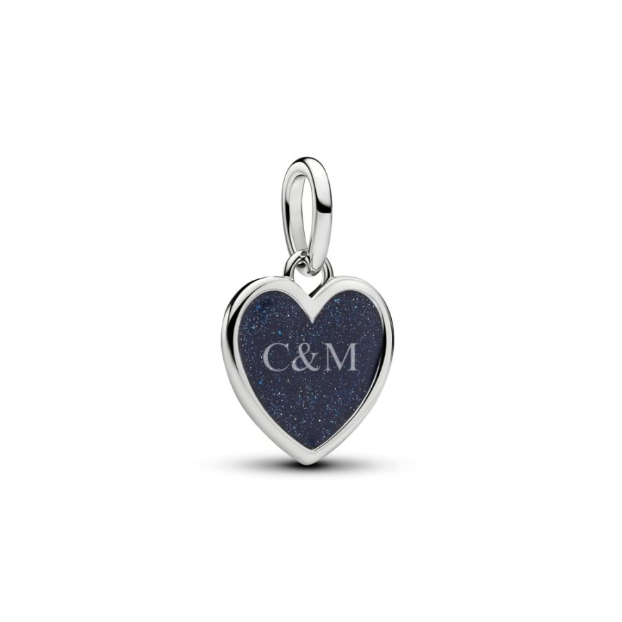 Pandora Moments Platinum-Plated Engravable Heart Dangle Charm