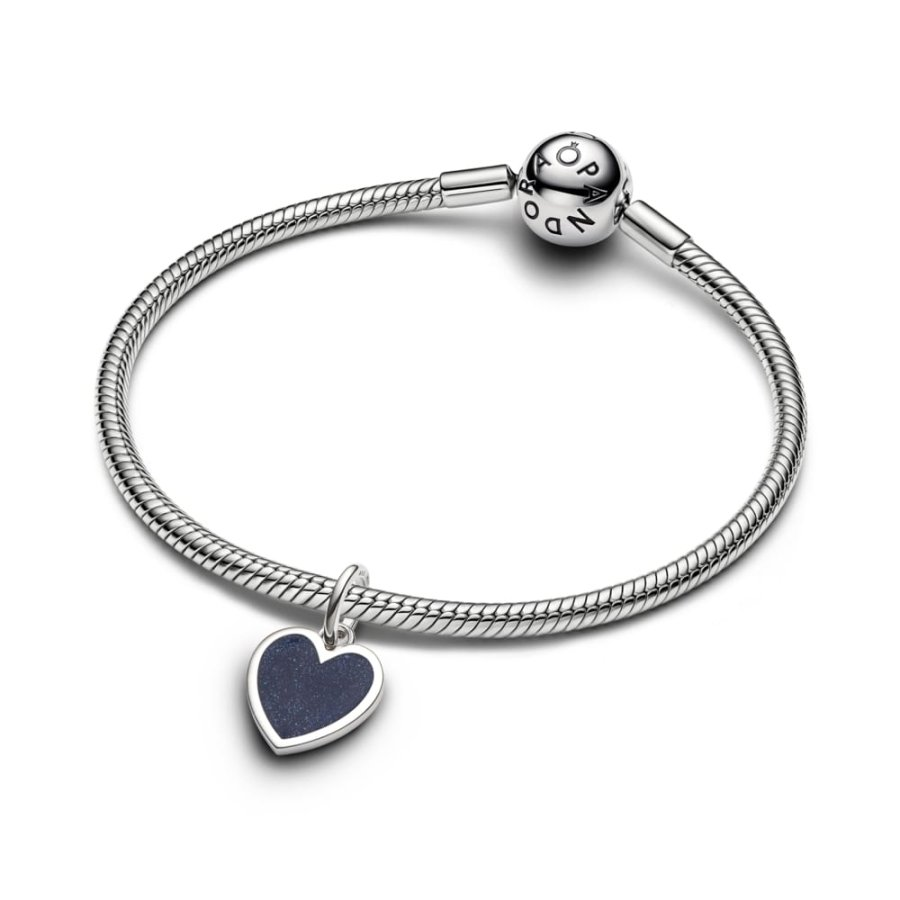 Pandora Moments Platinum-Plated Engravable Heart Dangle Charm