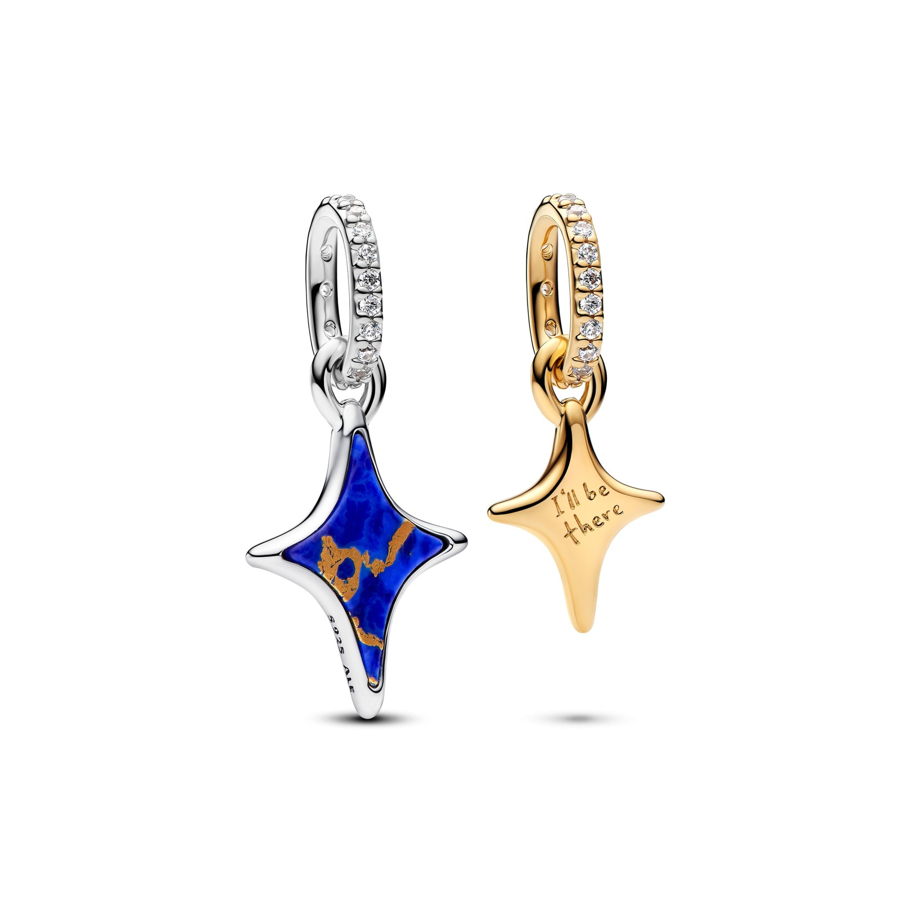Pandora Moments Two-Tone Splittable Stars Double Dangle Charm