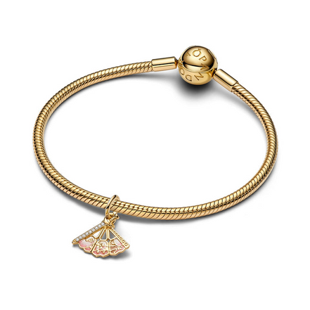 Pandora X Disney 14K Gold-Plated Mulan Fan Dangle Charm