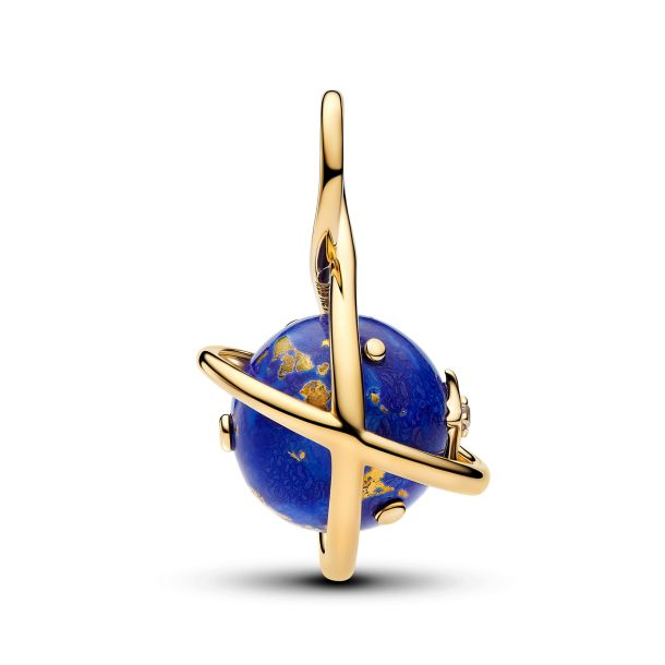 Pandora Moments 14K Gold-Plated Spinning Celestial Blue Planet Dangle Charm