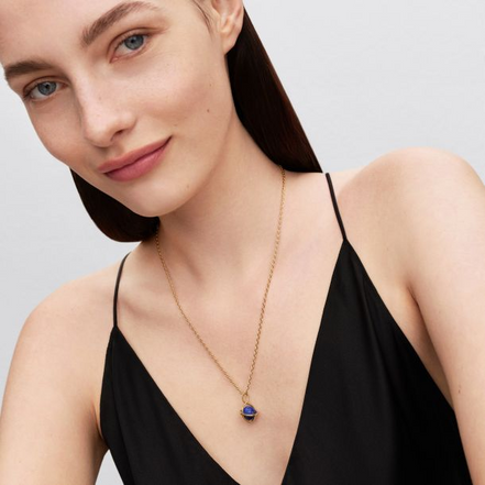 Pandora Moments 14K Gold-Plated Spinning Celestial Blue Planet Dangle Charm