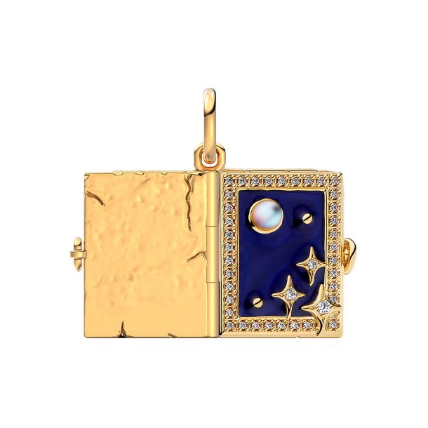Pandora Moments 14K Gold-Plated Engravable Magic Book Dangle Charm