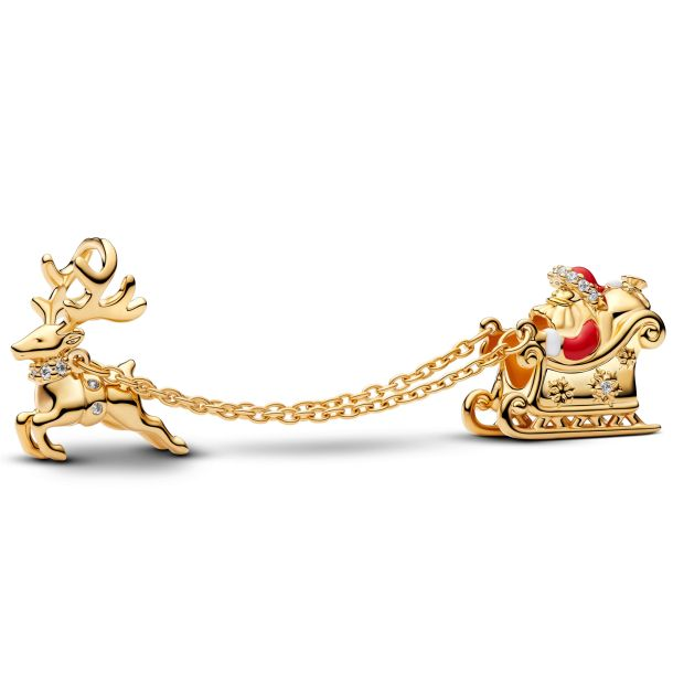 Pandora Moments 14K Gold-Plated Santa Sleigh Double Charm