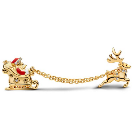 Pandora Moments 14K Gold-Plated Santa Sleigh Double Charm