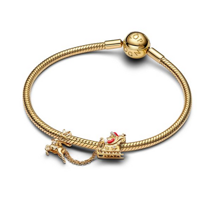 Pandora Moments 14K Gold-Plated Santa Sleigh Double Charm