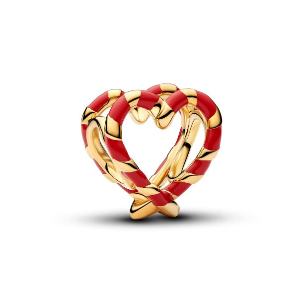 Pandora Moments 14K Gold-Plated Candy Cane Openwork Heart Charm