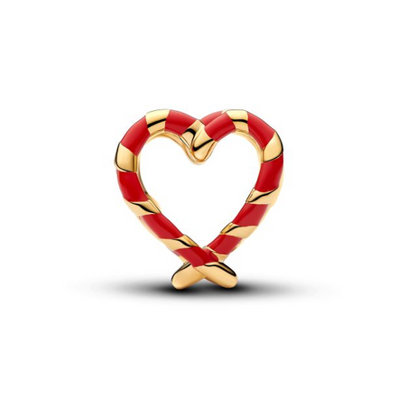 Pandora Moments 14K Gold-Plated Candy Cane Openwork Heart Charm