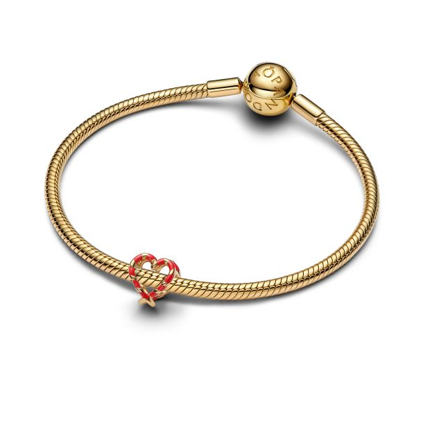 Pandora Moments 14K Gold-Plated Candy Cane Openwork Heart Charm